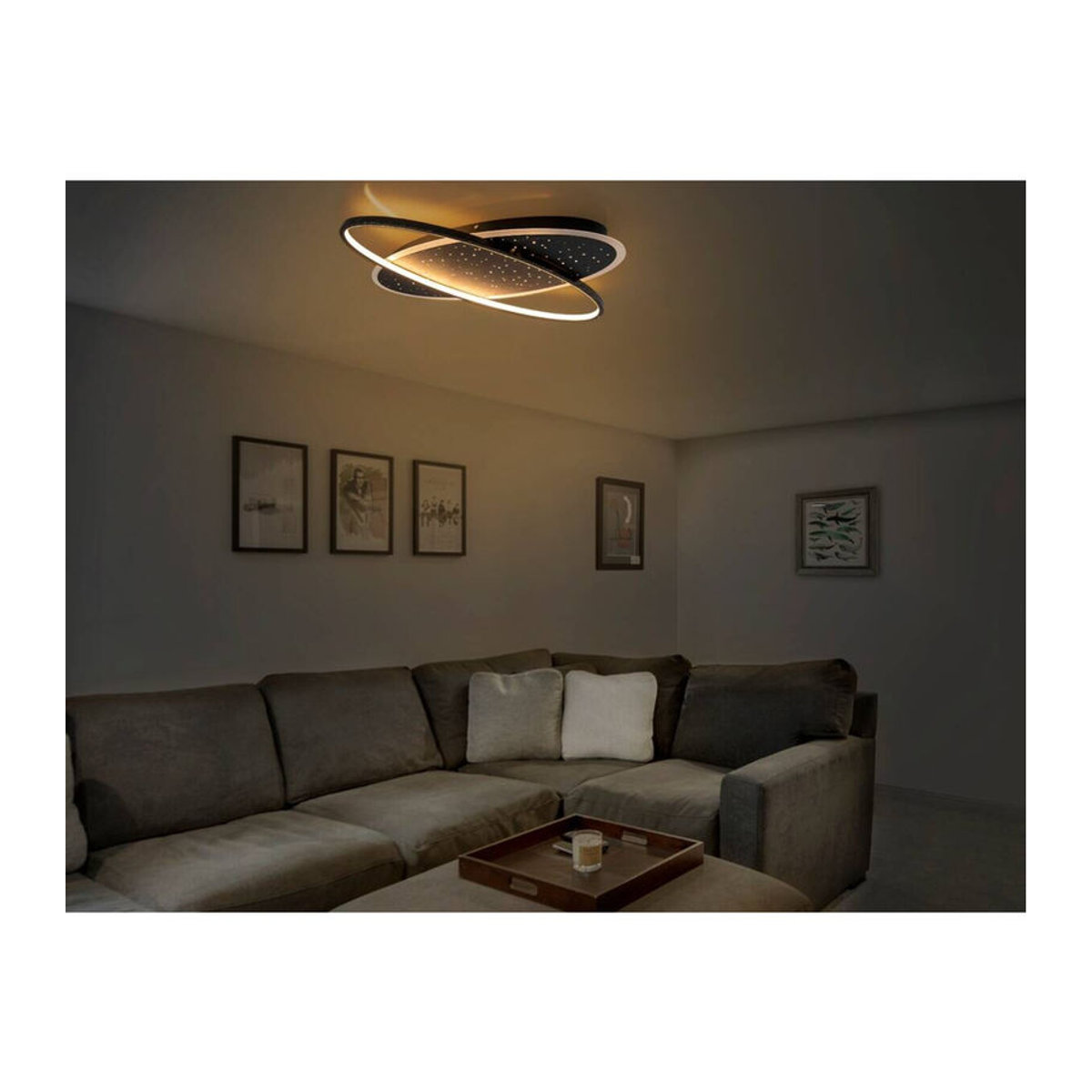 Näve LED Deckenleuchte STELARIS Modern Schwarz Metall Kunststoff B/T/H: 60 x 44 x 6,5 cm - Bild 2
