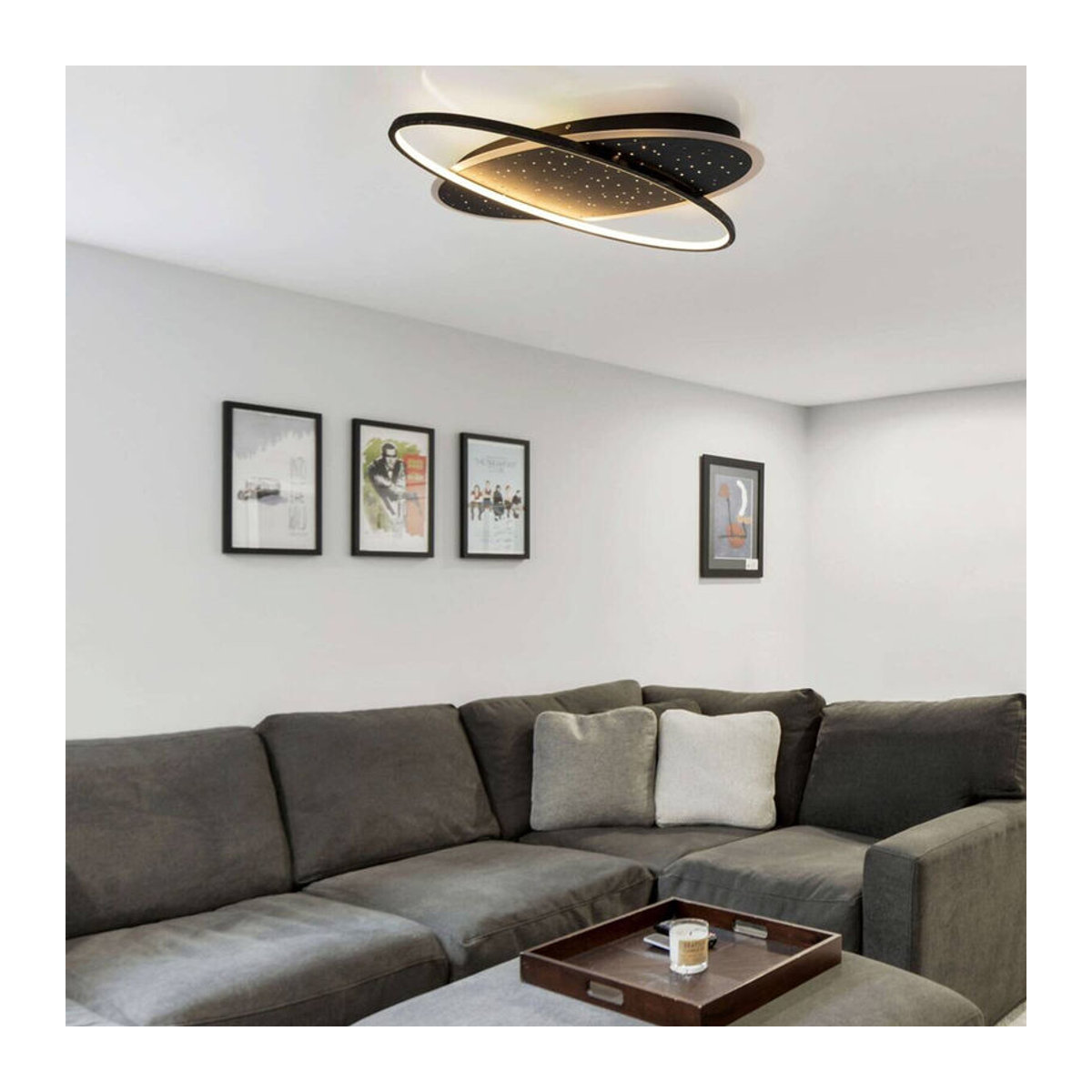 Näve LED Deckenleuchte STELARIS Modern Schwarz Metall Kunststoff B/T/H: 60 x 44 x 6,5 cm - Bild 5