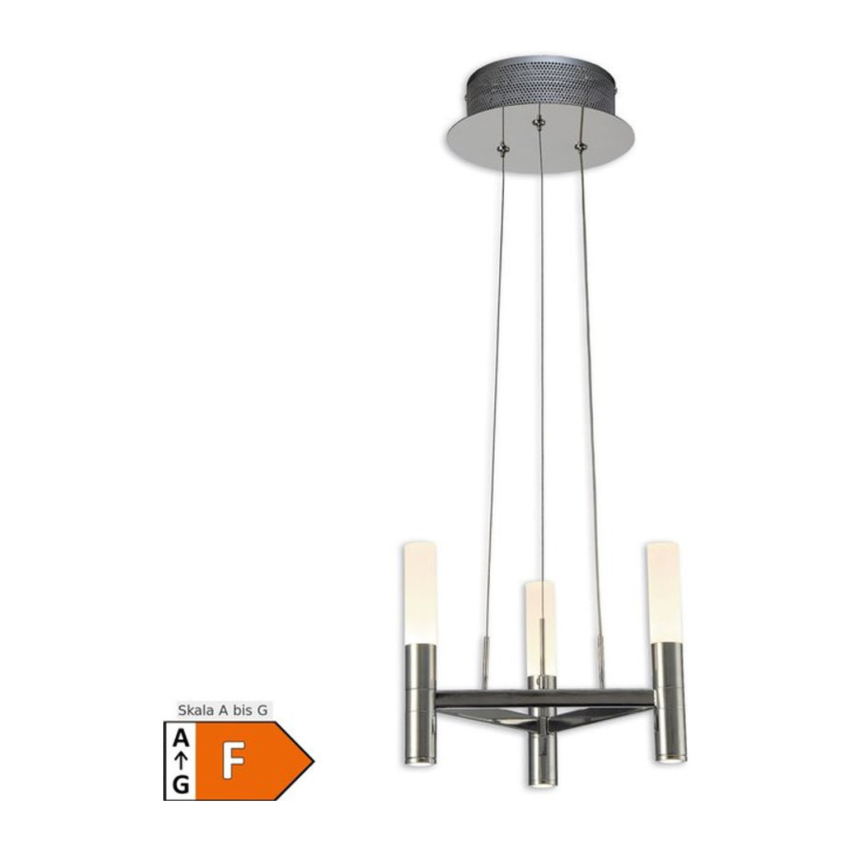 Näve LED-Kronleuchter Castle 3-flammig in Silber aus Edelstahl und Glas, Durchmesser: 28,4 cm, Höhe: 120 cm - Bild 1