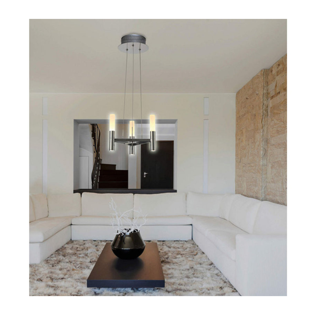 Näve LED-Kronleuchter Castle 3-flammig in Silber aus Edelstahl und Glas, Durchmesser: 28,4 cm, Höhe: 120 cm - Bild 2