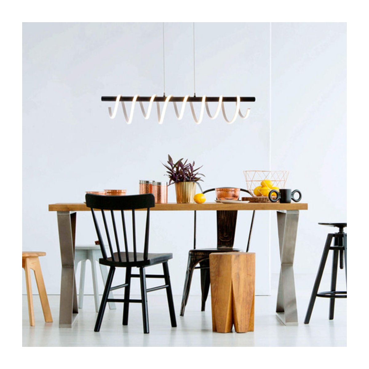 Näve LED Pendelleuchte Belleza in Schwarz aus Metall und Kunststoff, B/T/H: 20 x 5 x 150 cm - Bild 2