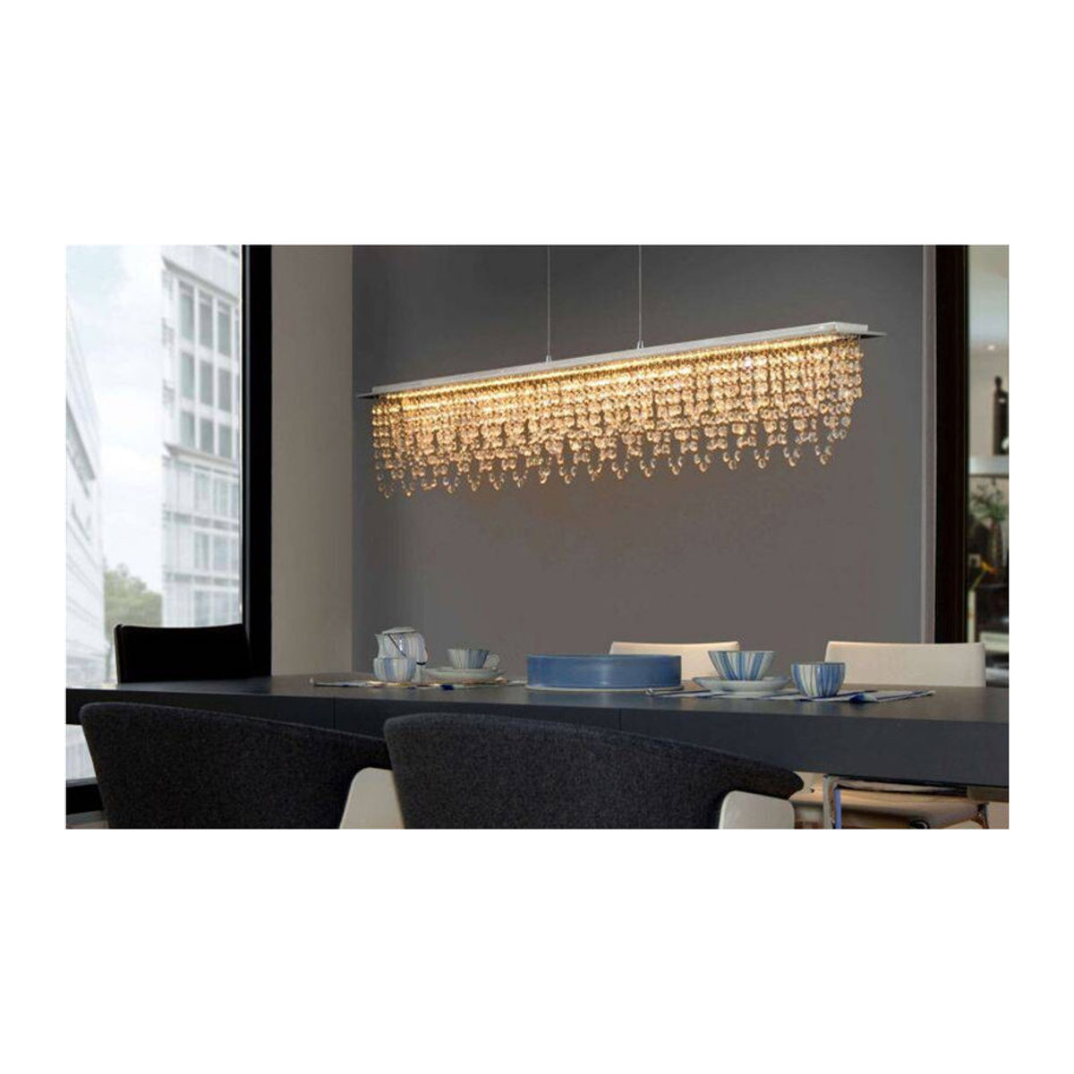 Näve LED Pendelleuchte DIAMONDS Modern Chrom Metall Glas B/H/T: 120 x 150 x 12 cm - Bild 2