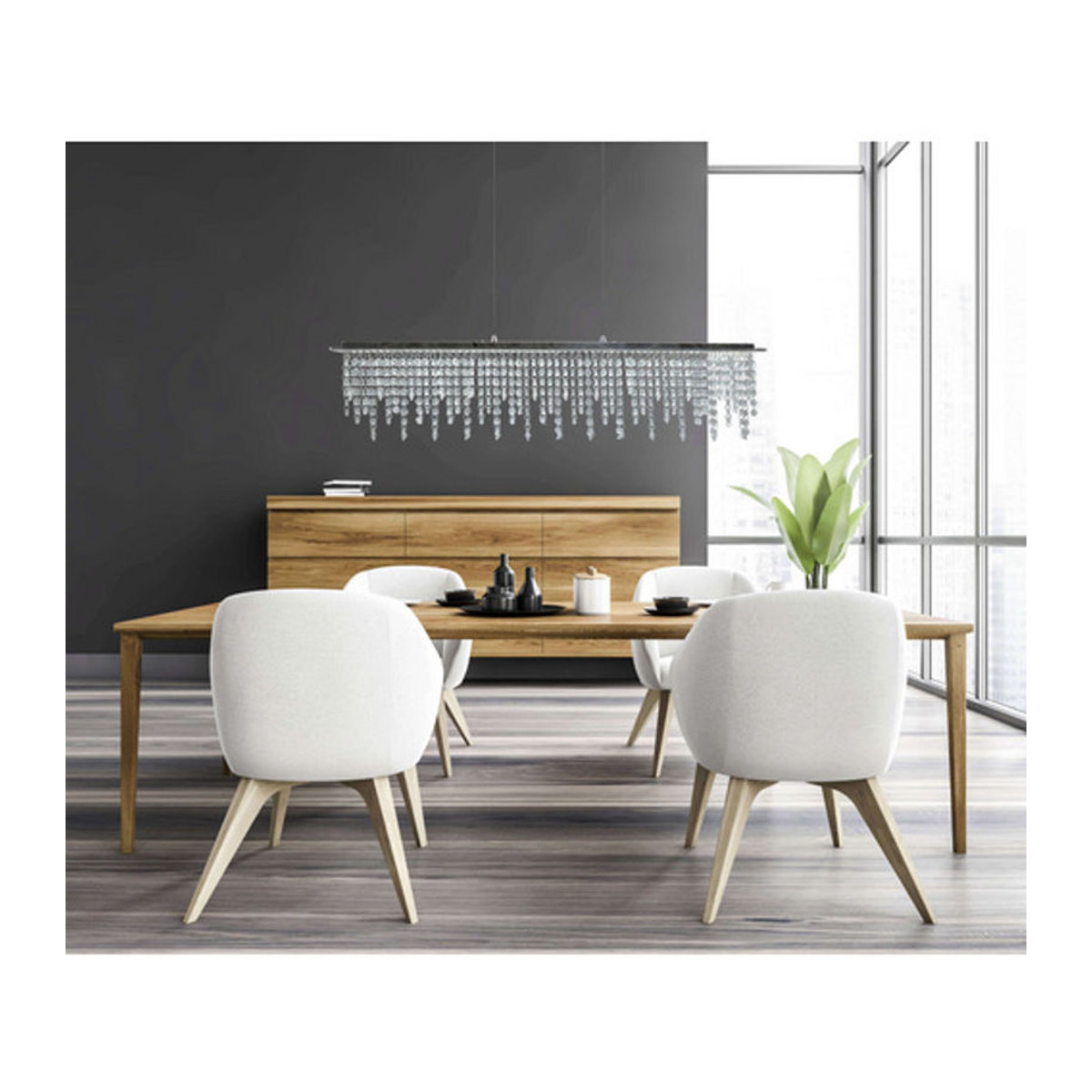 Näve LED Pendelleuchte DIAMONDS Modern Chrom Metall Glas B/H/T: 120 x 150 x 12 cm - Bild 4