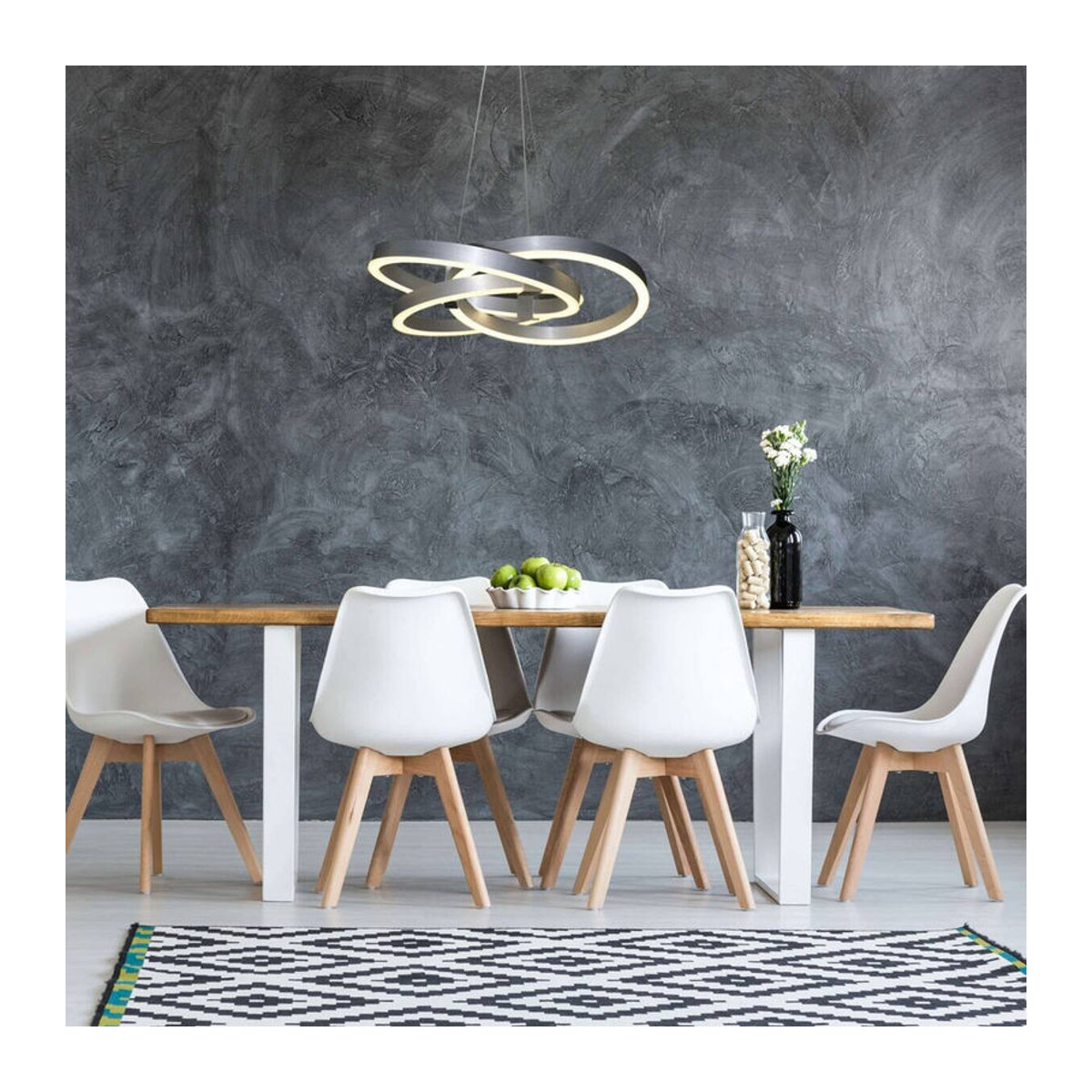 Näve LED Pendelleuchte DIVORA in Silber aus Metall und Kunststoff, B/H/T: 58 x 120 x 58 cm - Bild 2