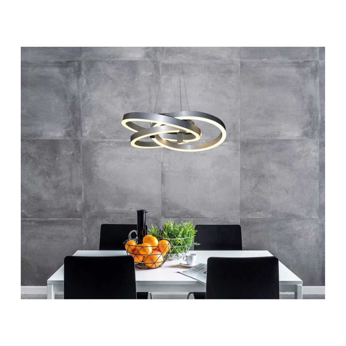 Näve LED Pendelleuchte DIVORA in Silber aus Metall und Kunststoff, B/H/T: 58 x 120 x 58 cm - Bild 3