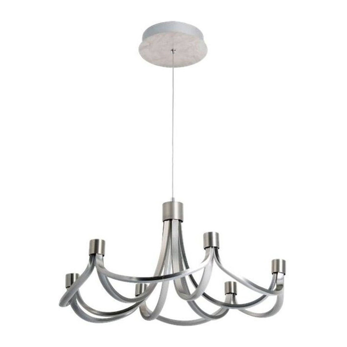 Näve LED Pendelleuchte FESTOS Modern Silber Nickel matt aus Metall und Kunststoff, Durchmesser: 55 cm, Höhe: 117 cm - Bild 1