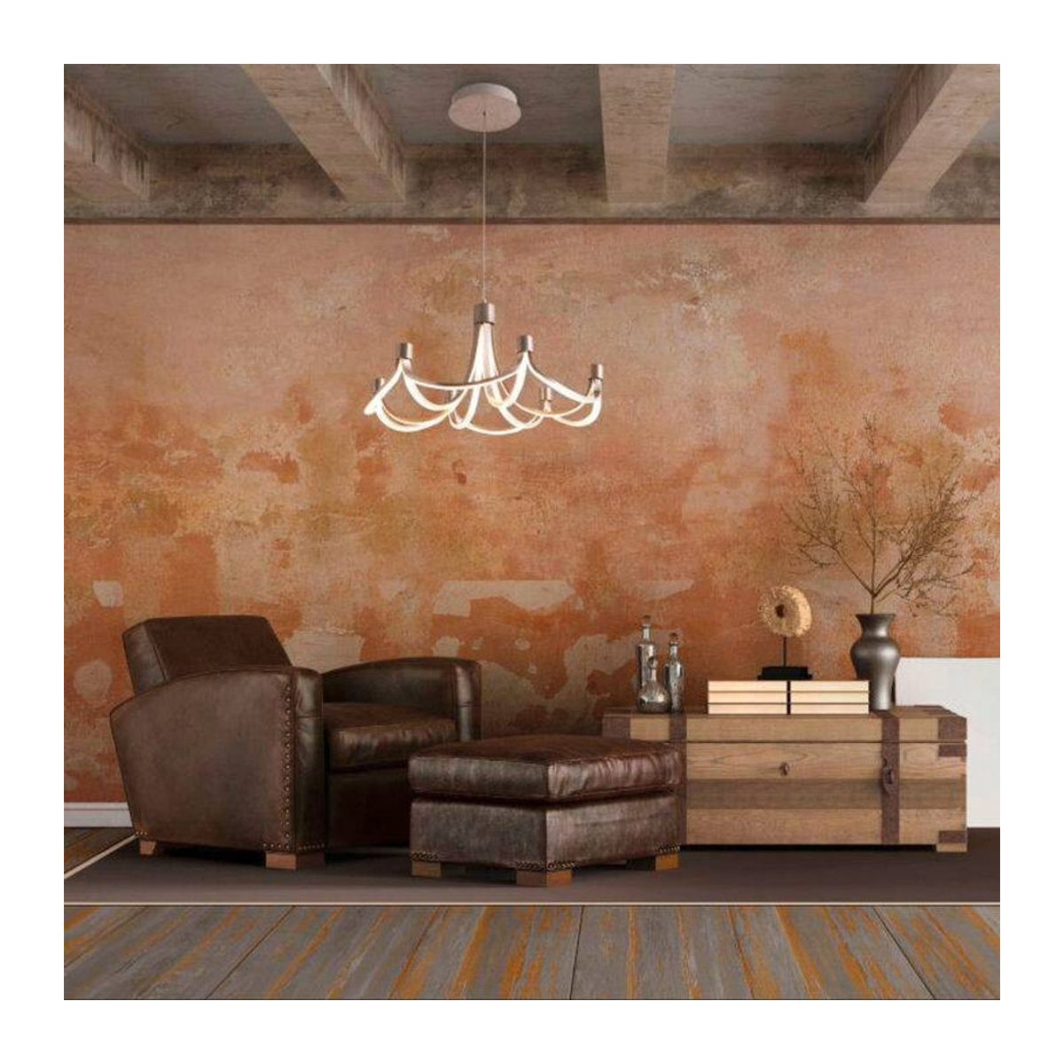 Näve LED Pendelleuchte FESTOS Modern Silber Nickel matt aus Metall und Kunststoff, Durchmesser: 55 cm, Höhe: 117 cm - Bild 2