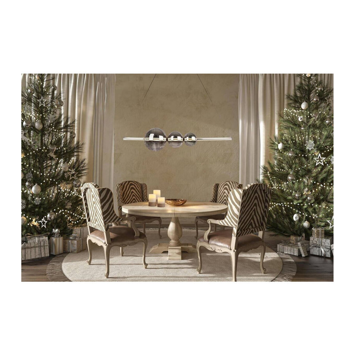 Näve LED Pendelleuchte NOVA in Chrom aus Metall und Glas mit warmweißem Licht, B/T/H: 125,3 x 25 x 150 cm - Bild 3