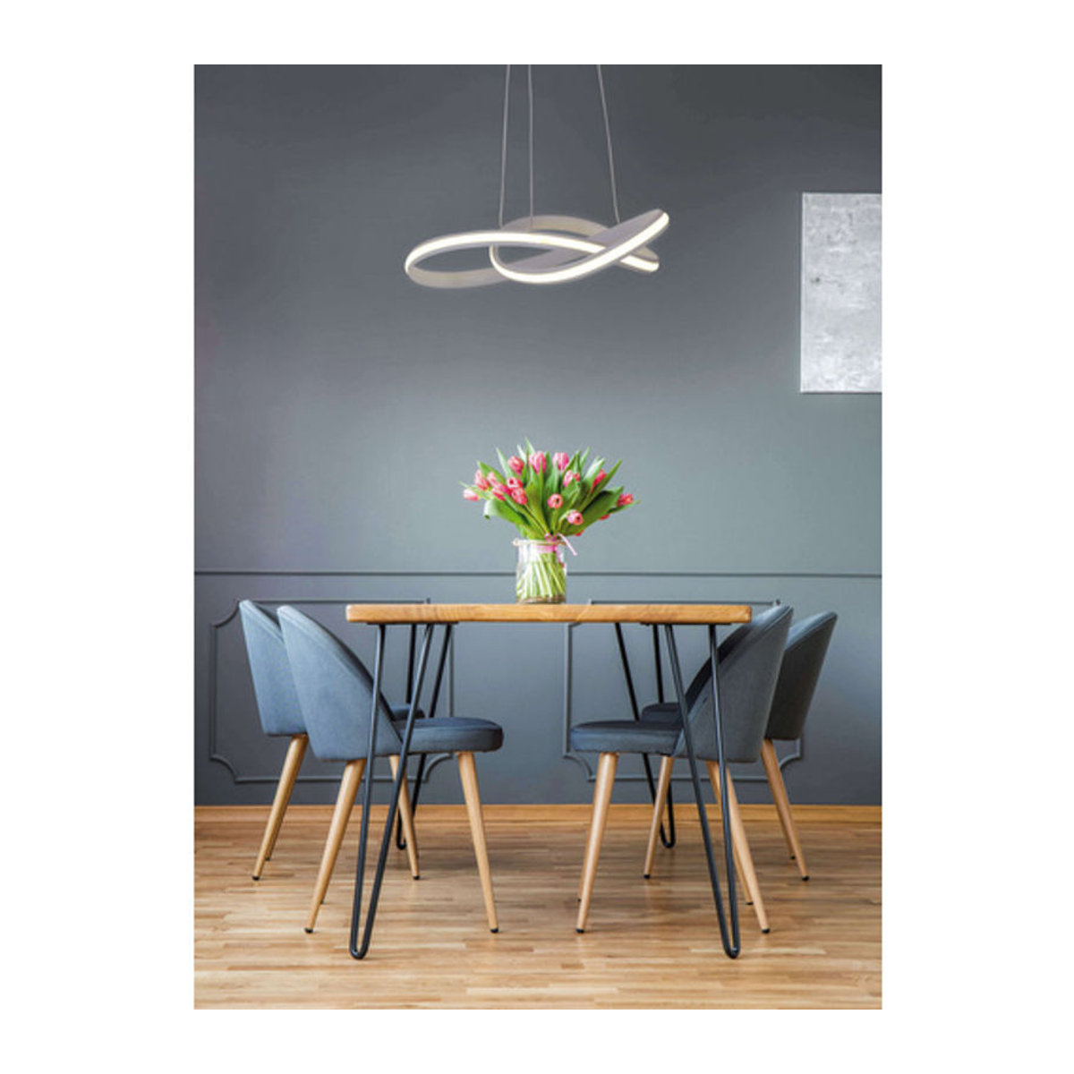 Näve LED Pendelleuchte Odrive in Weiß aus Metall und Kunststoff, Durchmesser: 56 cm, Höhe: 180 cm, Warmweiß - Bild 2