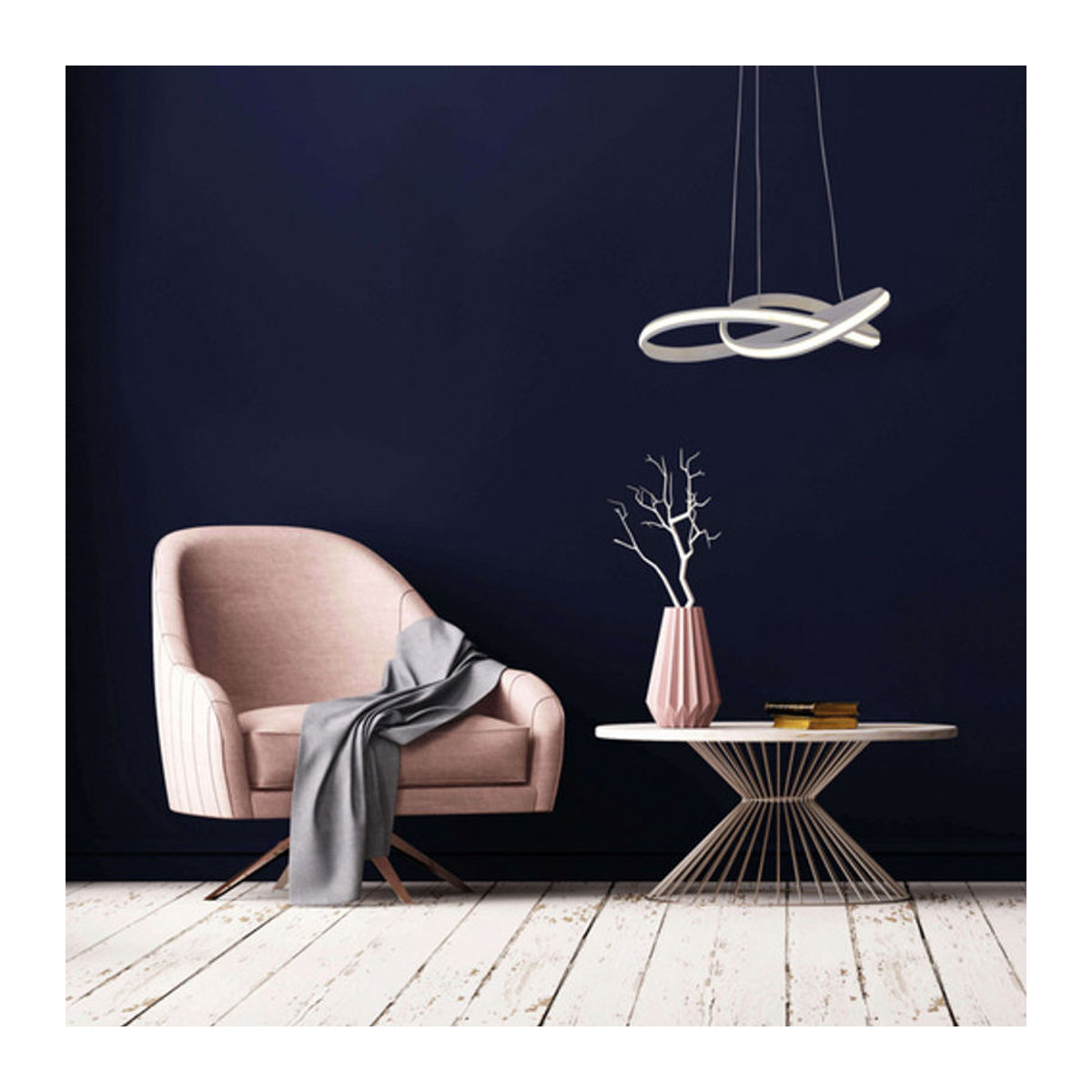 Näve LED Pendelleuchte Odrive in Weiß aus Metall und Kunststoff, Durchmesser: 56 cm, Höhe: 180 cm, Warmweiß - Bild 3