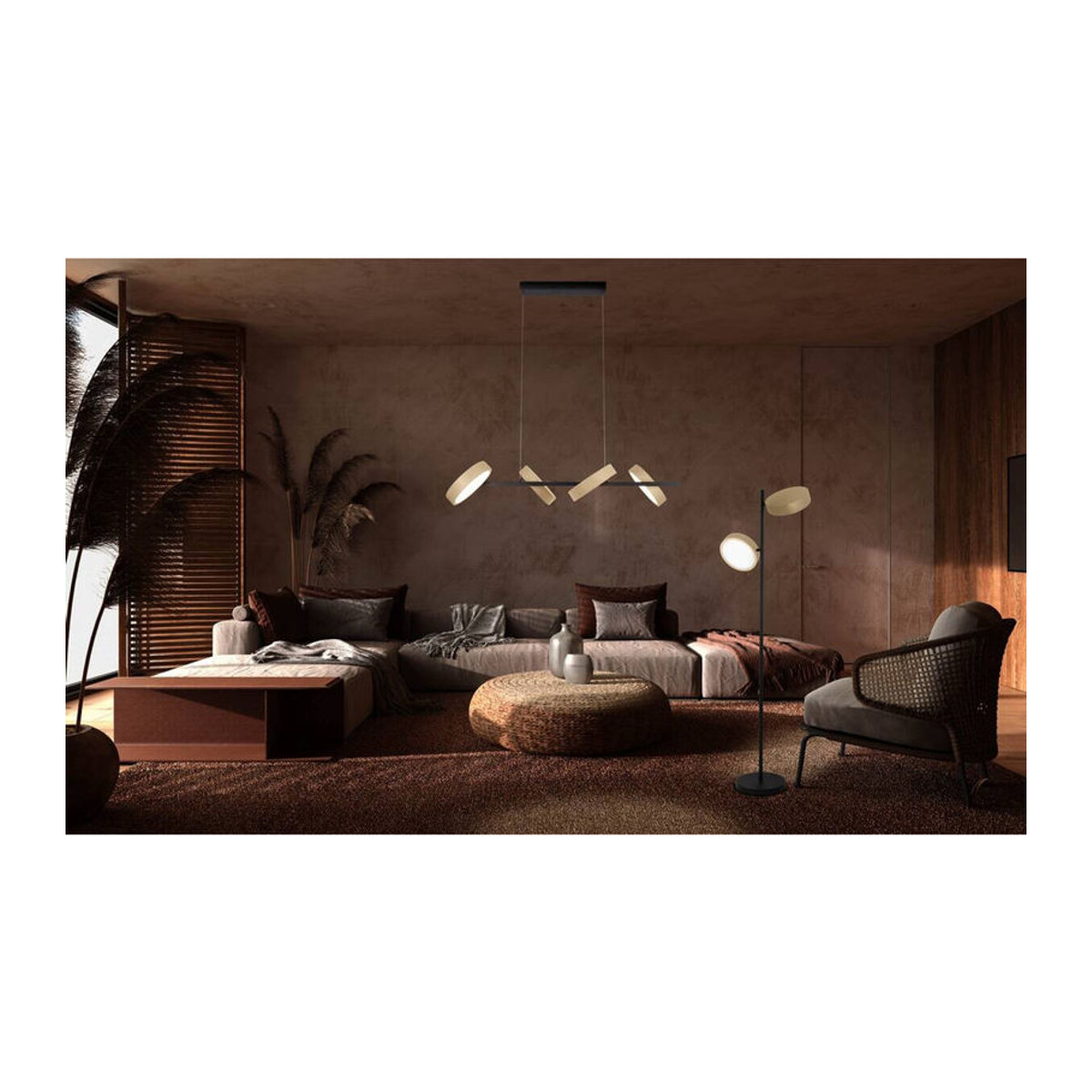 Näve LED Pendelleuchte TESSA in Beige aus Metall und Kunststoff B/H/T: 110 x 52 x 150 cm - Bild 2