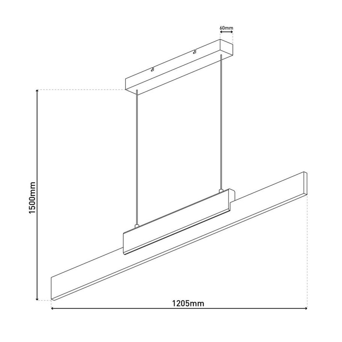 Näve LED Pendelleuchte WIEBKE in Braun/Schwarz aus Holz und Metall, B/H/T: 120,5 x 6 x 150 cm - Bild 2