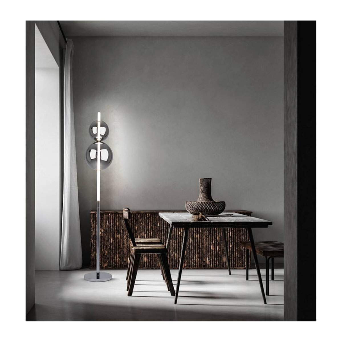 Näve LED Stehleuchte NOVA in Chrom mit Glas und Metall, Höhe: 149,7 cm, Durchmesser: 25 cm - Bild 3