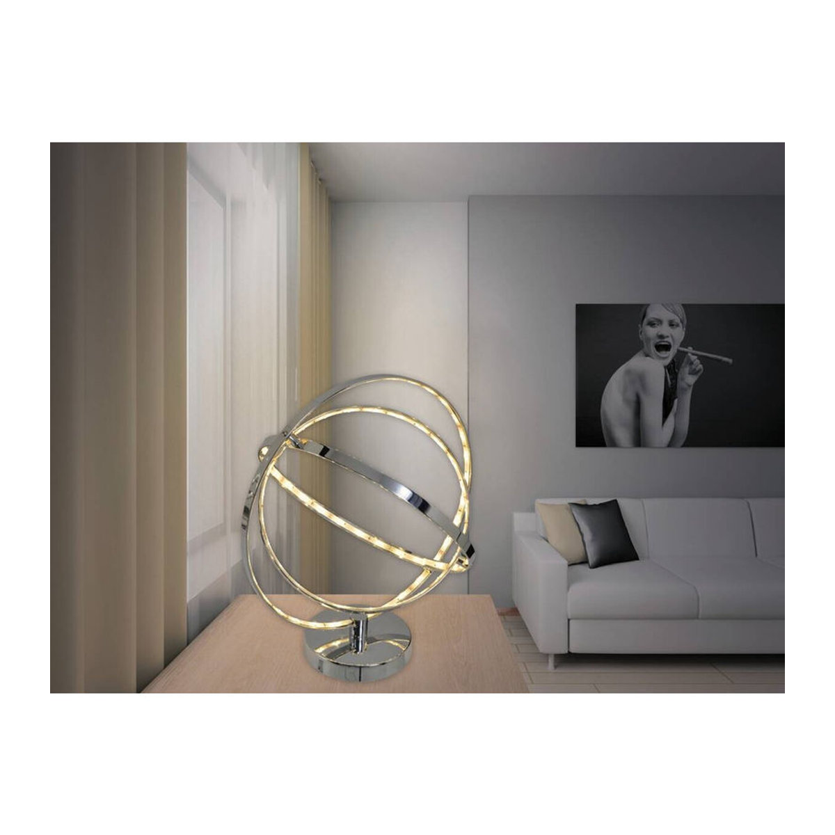 Näve LED Tischleuchte UNIVERSE Modern Chrom Metall H: 39 cm - Bild 2