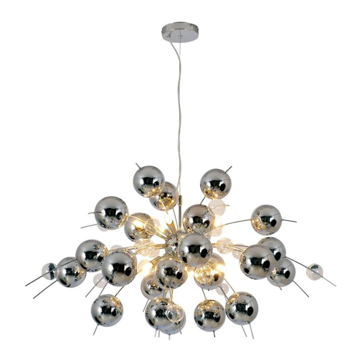 Näve Pendelleuchte Explosion Chrom Glas Metall B/H/T: 98 x 187 x 98 cm mit 10 G9 Brennstellen - Bild 1