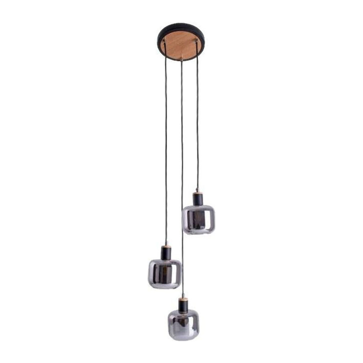 NÄVE Pendelleuchte Fumoso in Schwarz und Natur aus Metall und Rauchglas mit E14 Fassung, H: 123 cm, B: 23 cm - Bild 1