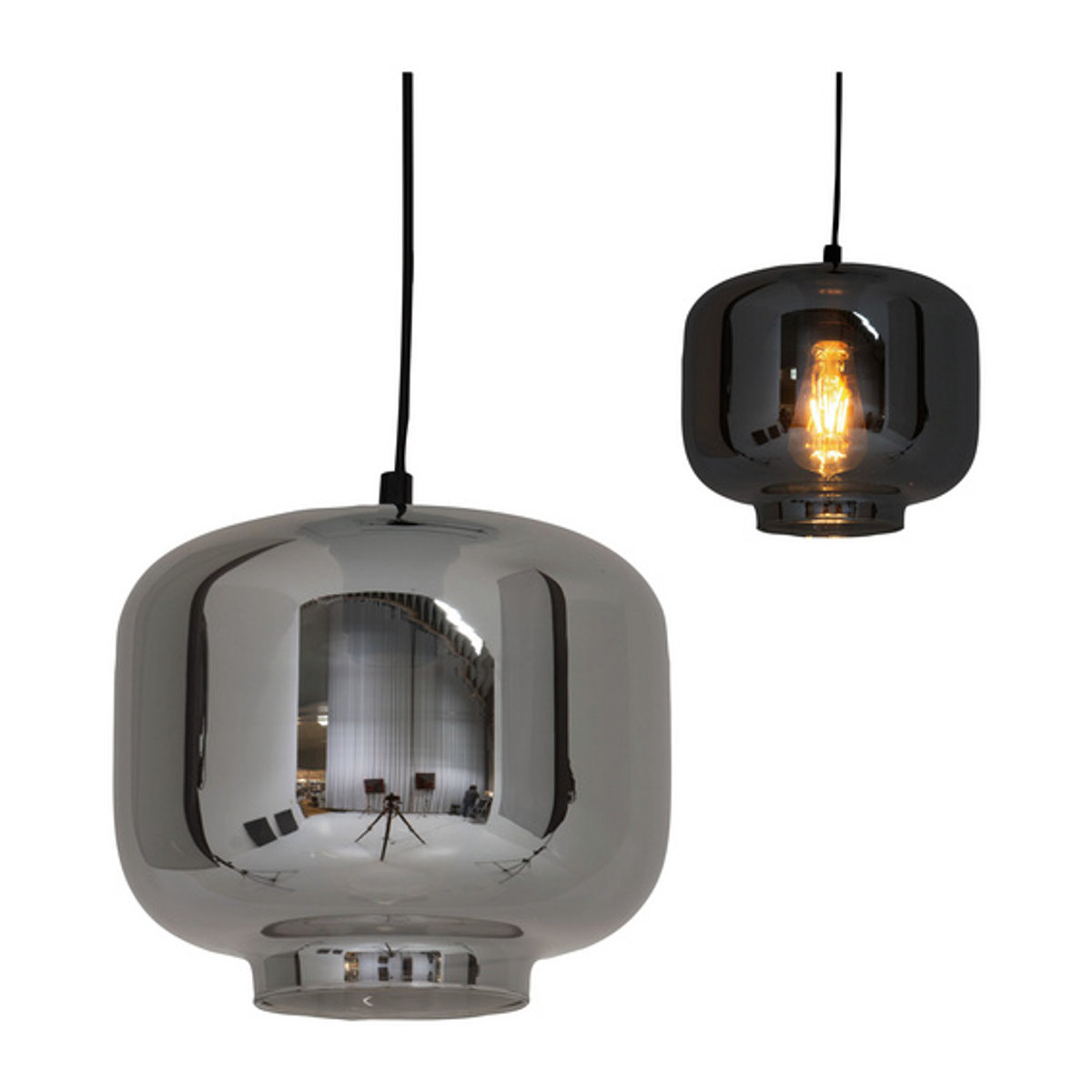 Näve Pendelleuchte Vaso in Anthrazit aus Metall und Glas mit E27 Fassung, B/H/T: 25 x 121 x 25 cm - Bild 3