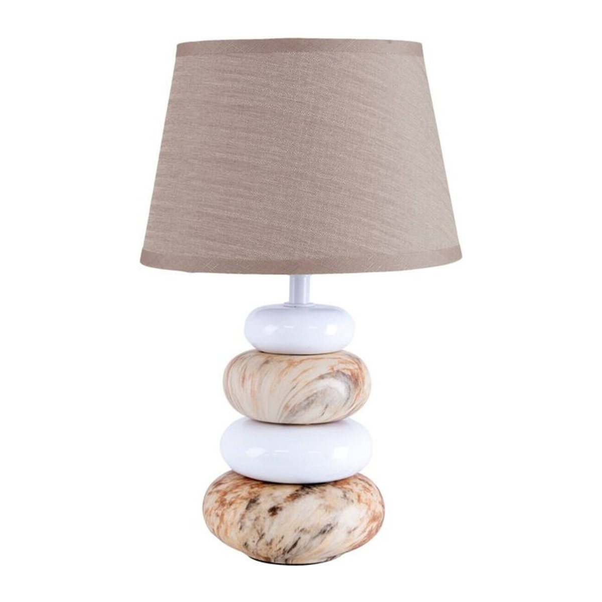 Näve Tischleuchte aus Keramik und Stoff in Braun, E14, Retro und Modern Design, B/H/T: 20 x 31 x 20 cm - Bild 4