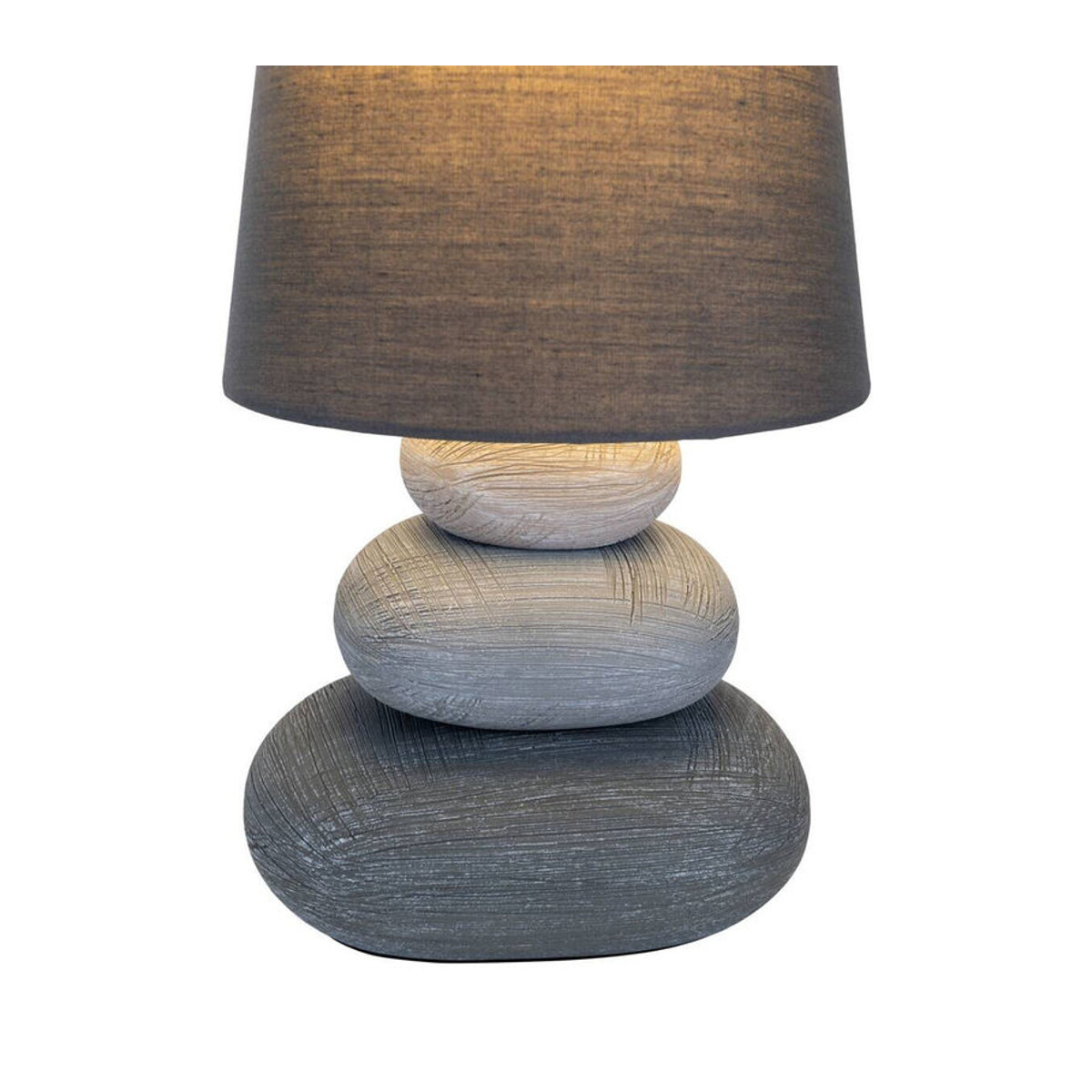 Näve Tischleuchte Stoney aus Keramik in Grau mit Stoffschirm, E14, B/T/H: 16 x 16 x 31 cm - Bild 5