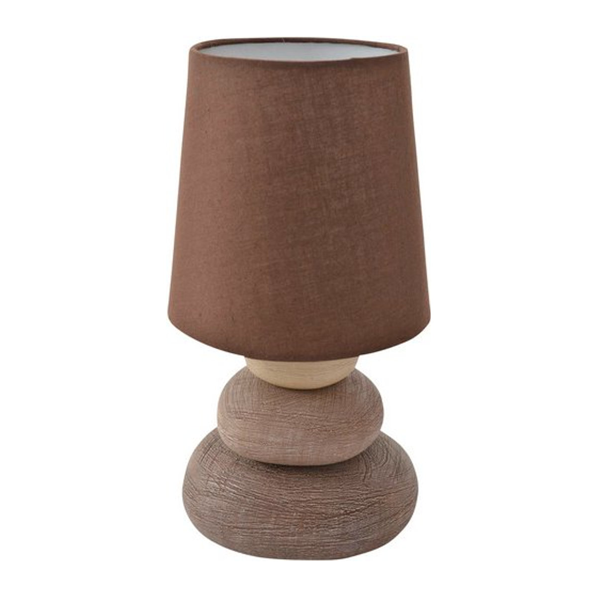 Näve Tischleuchte Stoney in Braun aus Keramik mit Stoffschirm, E14, B/T/H: 16 x 16 x 31 cm - Bild 1