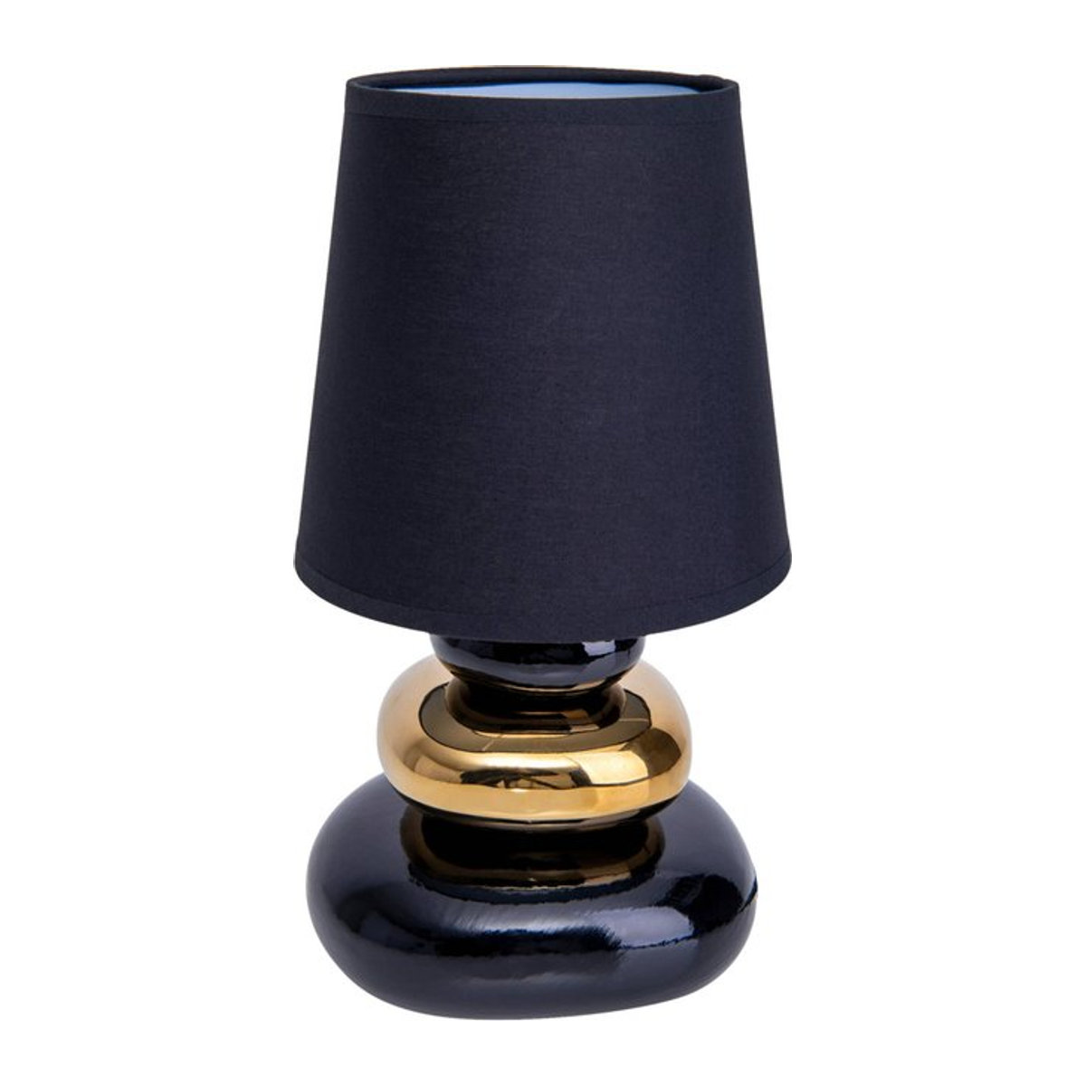 Näve Tischleuchte STONEY in Schwarz und Gold aus Keramik und Baumwolle mit E14 Fassung, Höhe: 31 cm, Durchmesser: 20 cm - Bild 1