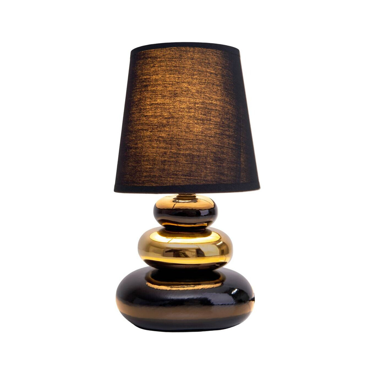 Näve Tischleuchte STONEY in Schwarz und Gold aus Keramik und Baumwolle mit E14 Fassung, Höhe: 31 cm, Durchmesser: 20 cm - Bild 3