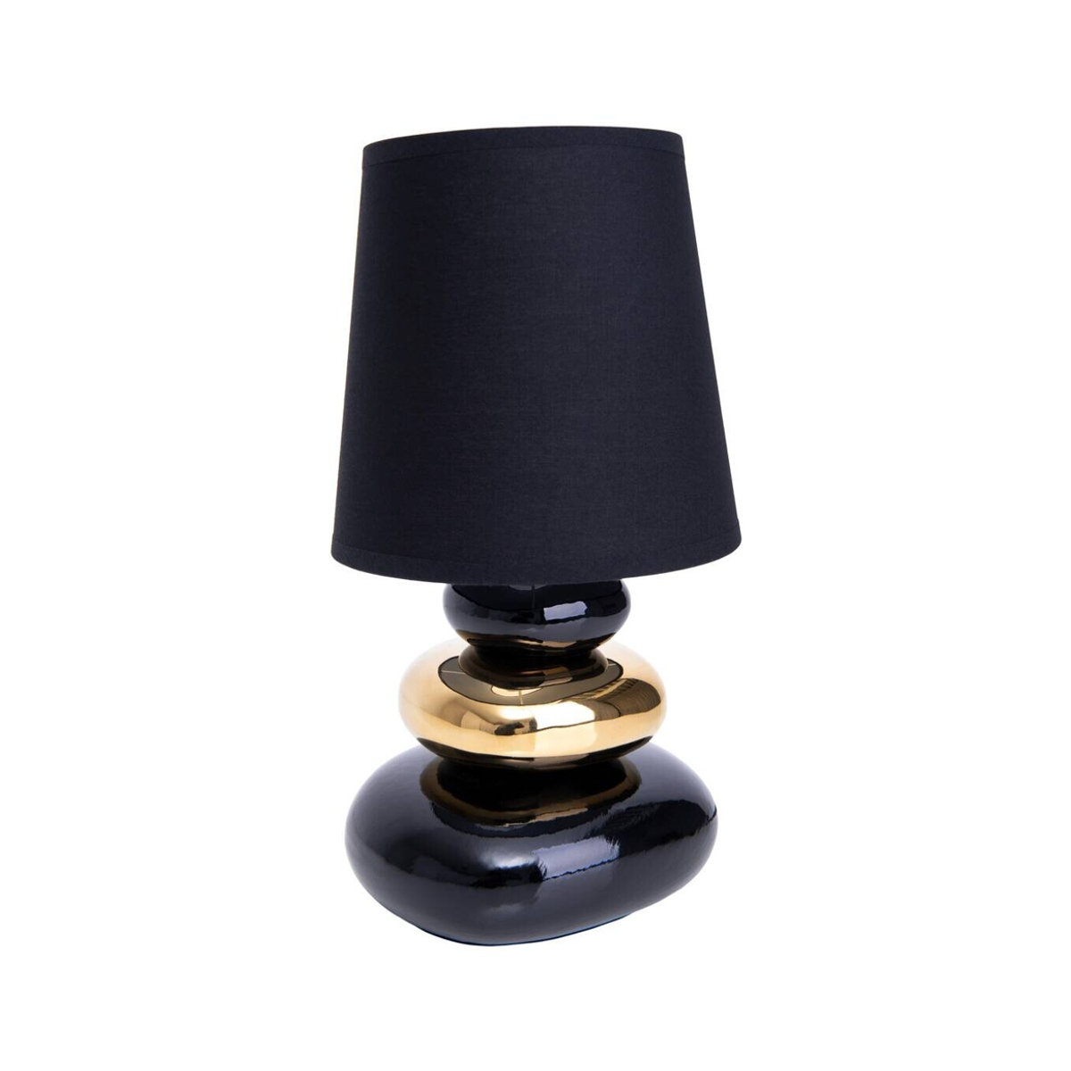 Näve Tischleuchte STONEY in Schwarz und Gold aus Keramik und Baumwolle mit E14 Fassung, Höhe: 31 cm, Durchmesser: 20 cm - Bild 4
