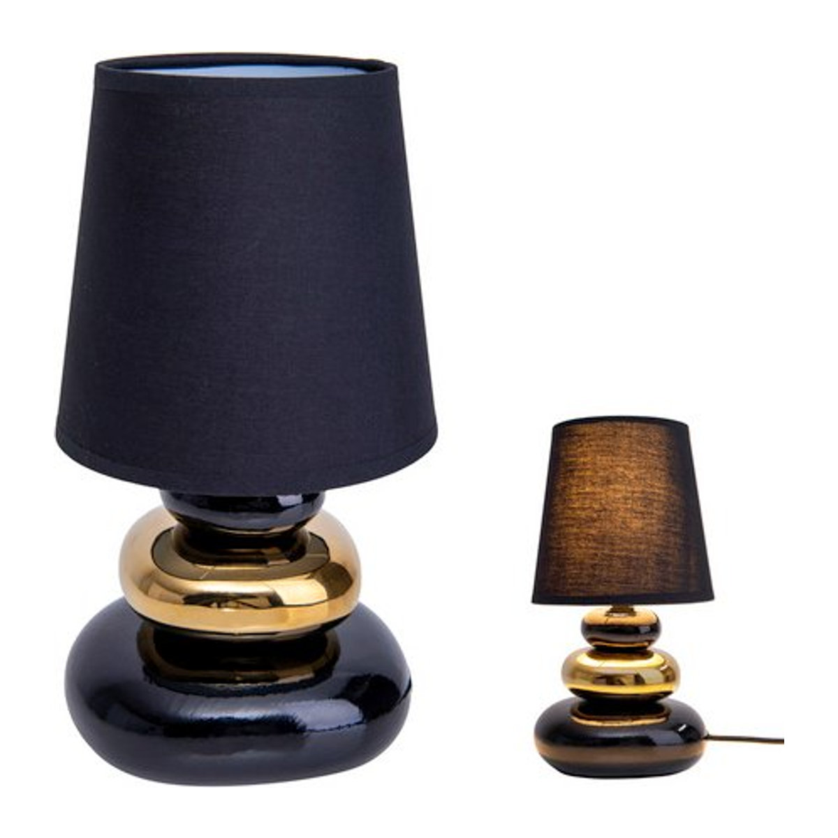 Näve Tischleuchte STONEY in Schwarz und Gold aus Keramik und Baumwolle mit E14 Fassung, Höhe: 31 cm, Durchmesser: 20 cm - Bild 5