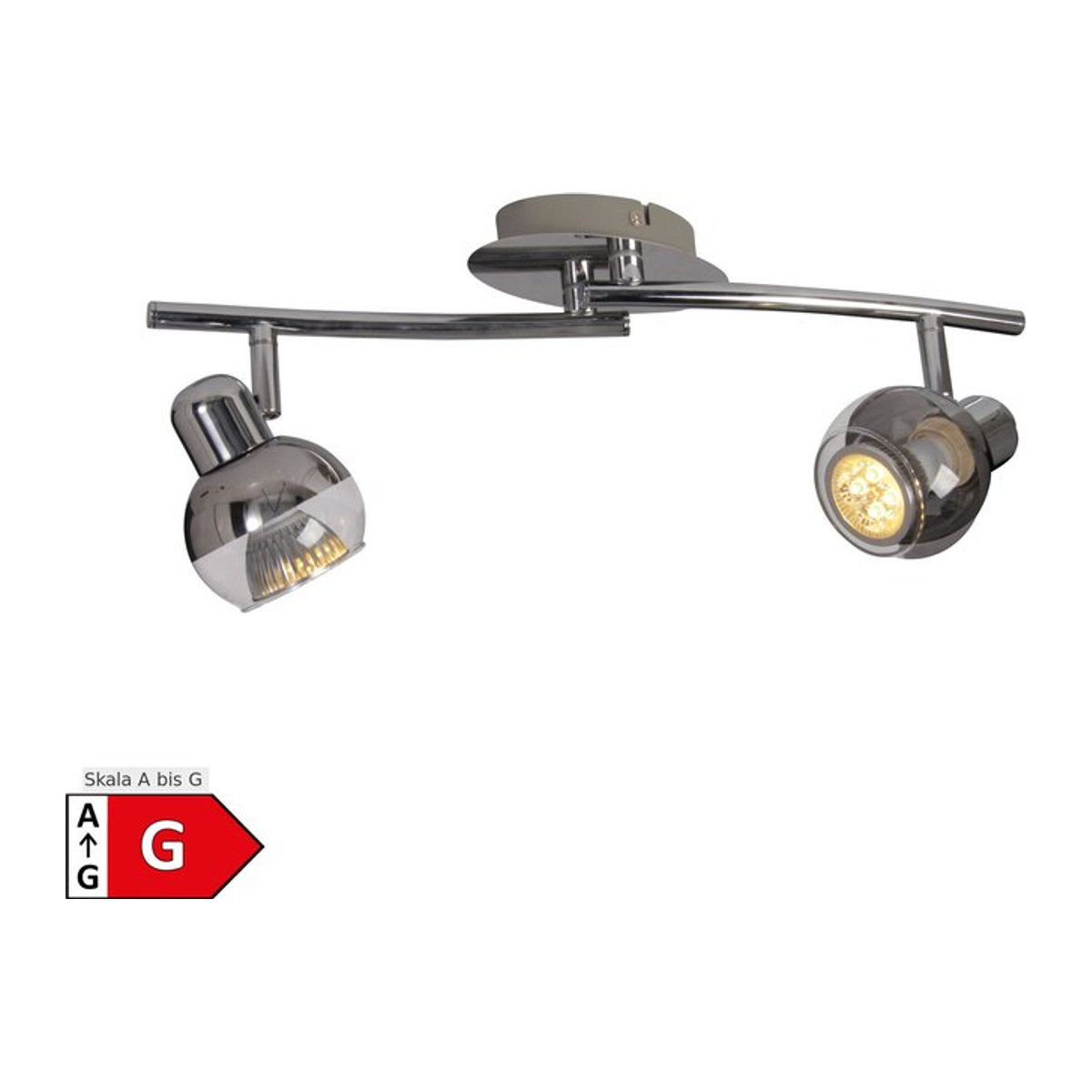 Näve Wand- und Deckenleuchte Boccia in Chrom und Glas mit 2 Brennstellen, B/H/T: 41 x 8 x 14 cm - Bild 1