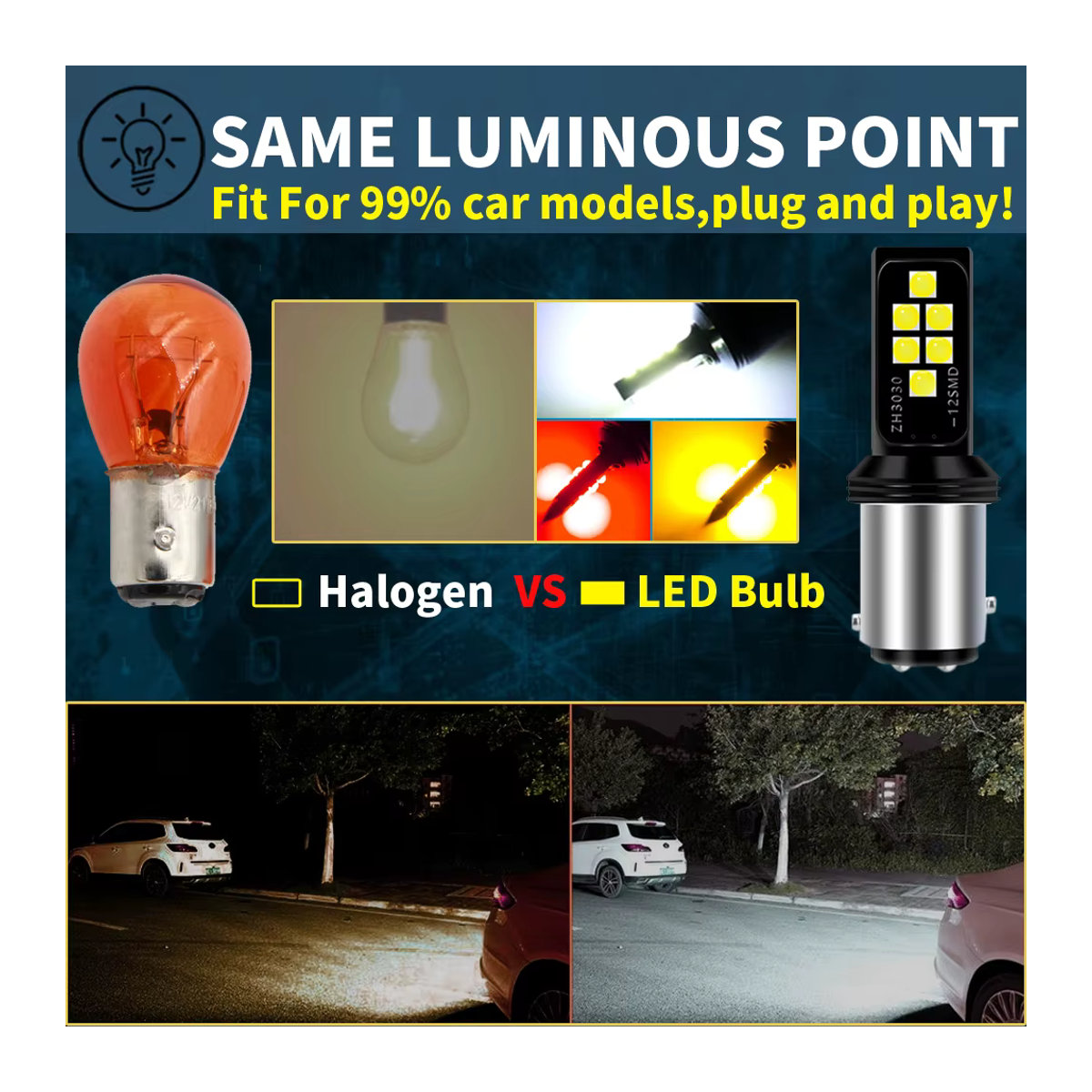 Neallor 2er Set LED Bremslicht und Rücklicht Birnen 1157 P21/5W BAY15D 7528 für Auto und Motorrad mit Rot Weiß Bernstein 12V - Bild 4