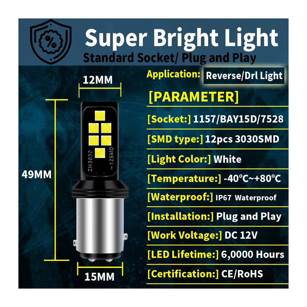 Neallor 2er Set LED Bremslicht und Rücklicht Birnen 1157 P21/5W BAY15D 7528 für Auto und Motorrad mit Rot Weiß Bernstein 12V - Bild 5