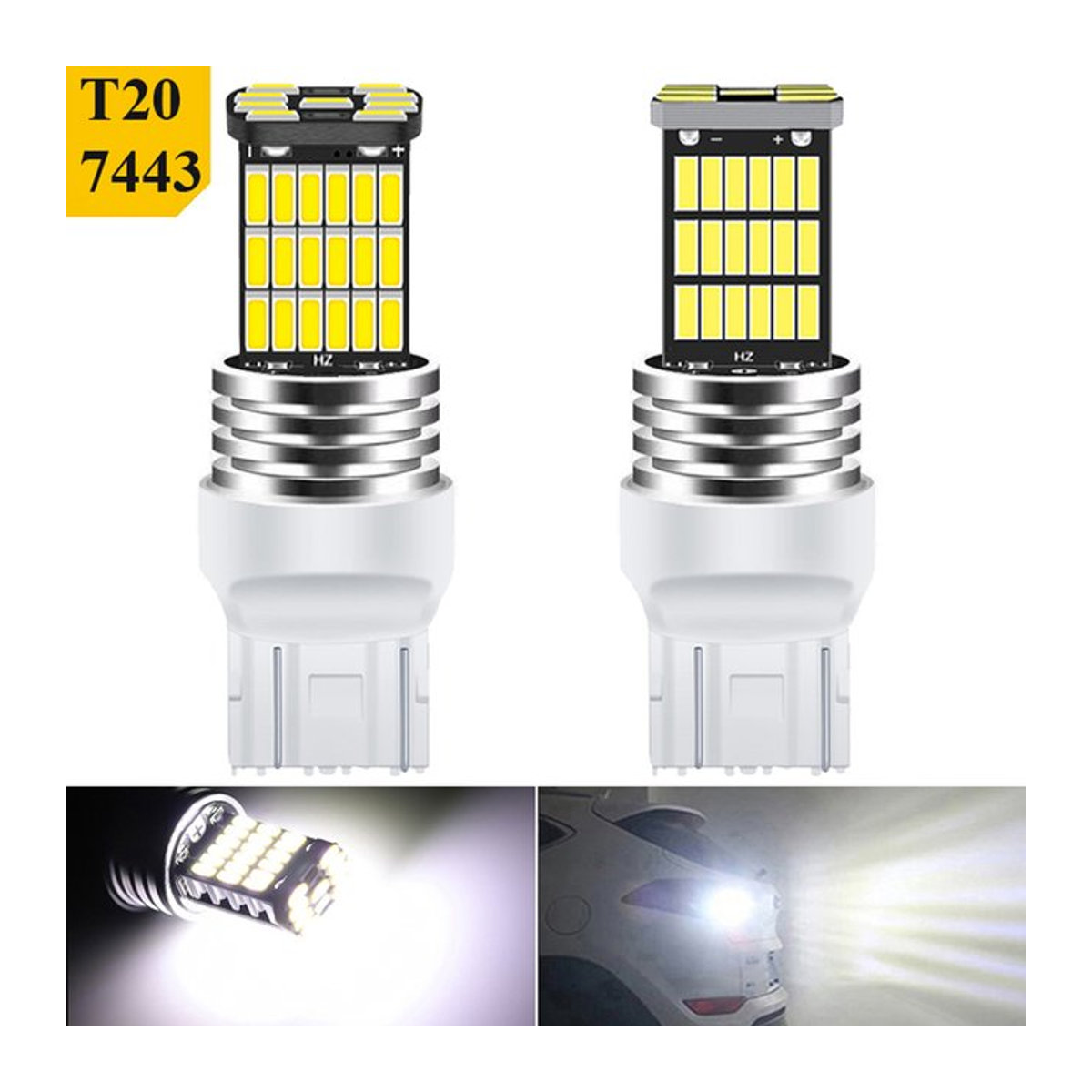 Neallor 2er Set LED Rückfahrscheinwerfer T20 W21/5W 7443 7440 45SMD 12V für Auto Rücklicht und Bremslicht - Bild 1