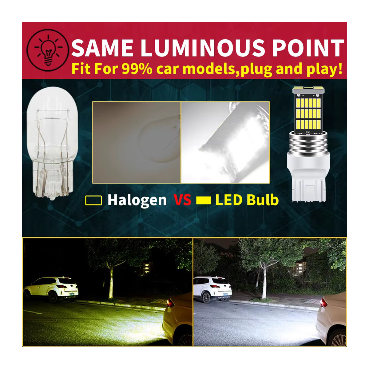 Neallor 2er Set LED Rückfahrscheinwerfer T20 W21/5W 7443 7440 45SMD 12V für Auto Rücklicht und Bremslicht - Bild 5