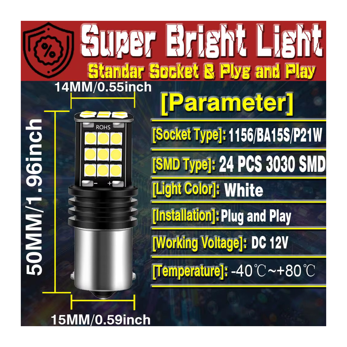 Neallor 2er Set P21W 1156 LED Rückfahrlicht Rückwärtsleuchte mit Canbus für Audi A2 A3 A4 A6 A8 TT - Bild 3