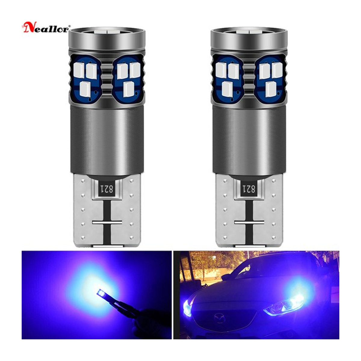 Neallor 2er Set T10 W5W LED Innenraumbeleuchtung Blau 12V Superhelle Auto Keil Glühbirnen für Leselicht und Dome Light - Bild 1