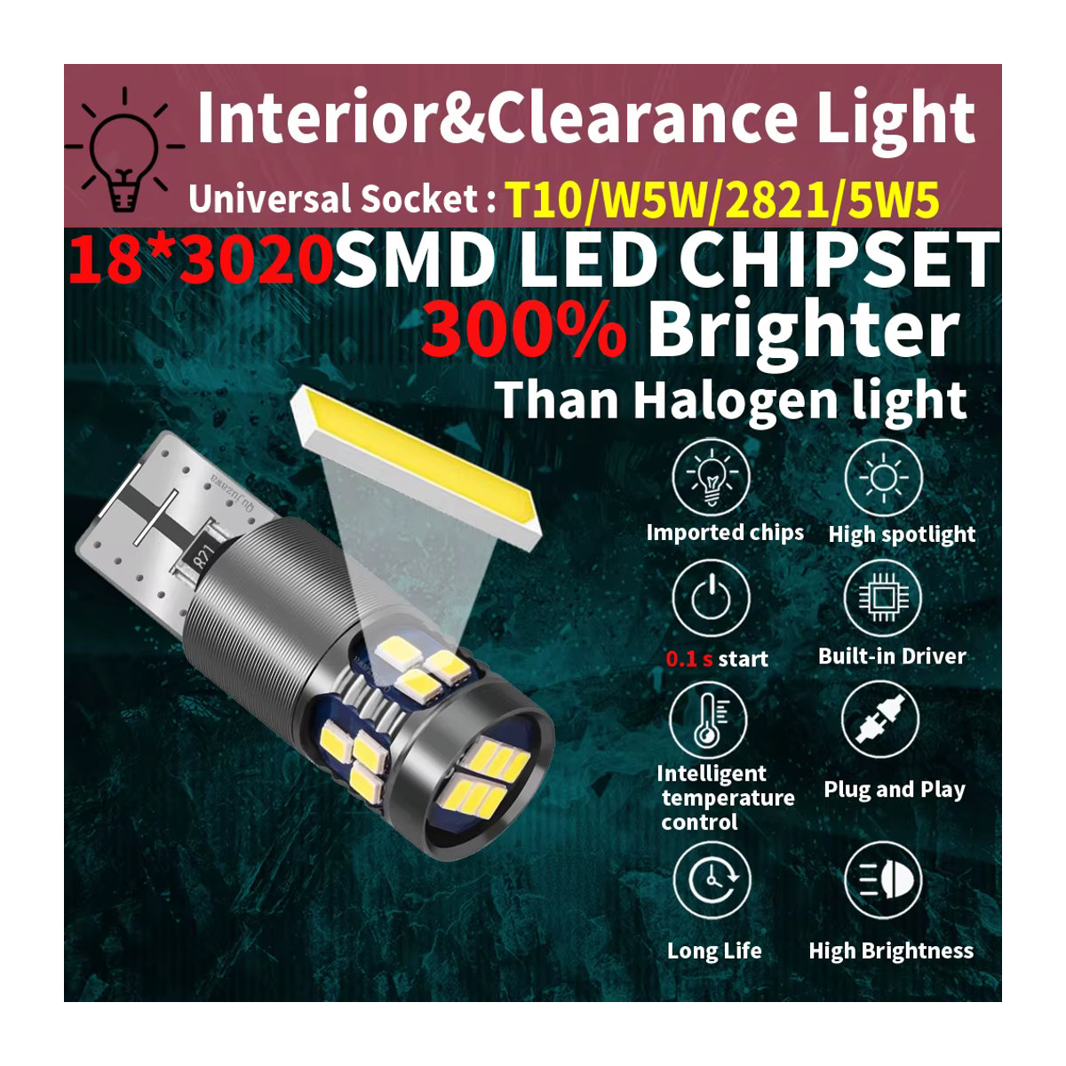 Neallor 2er Set T10 W5W LED Innenraumbeleuchtung Blau 12V Superhelle Auto Keil Glühbirnen für Leselicht und Dome Light - Bild 2