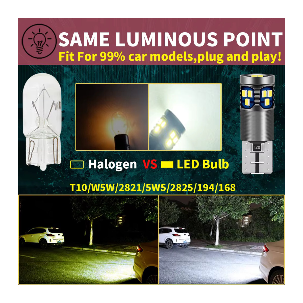 Neallor 2er Set T10 W5W LED Innenraumbeleuchtung Blau 12V Superhelle Auto Keil Glühbirnen für Leselicht und Dome Light - Bild 4