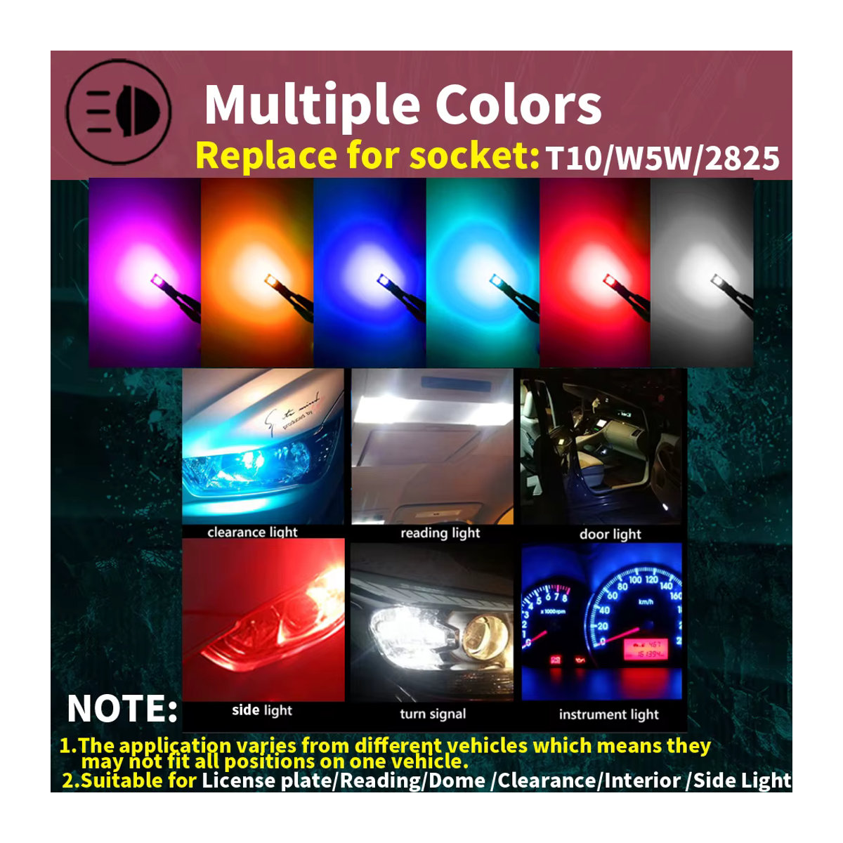 Neallor 2er Set T10 W5W LED Innenraumbeleuchtung Blau 12V Superhelle Auto Keil Glühbirnen für Leselicht und Dome Light - Bild 6