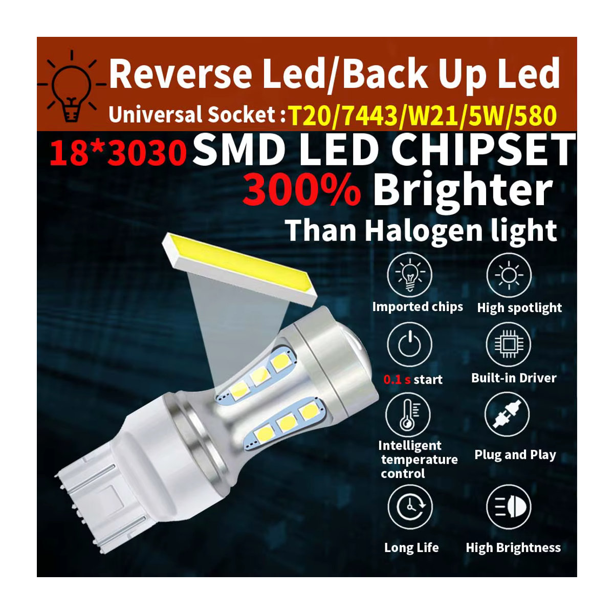 Neallor LED Leuchtmittel Set 2 Stück W21/5W T20 7443 580 für Bremslicht, Rücklicht, Blinker und Tagfahrlicht 12V - Bild 2