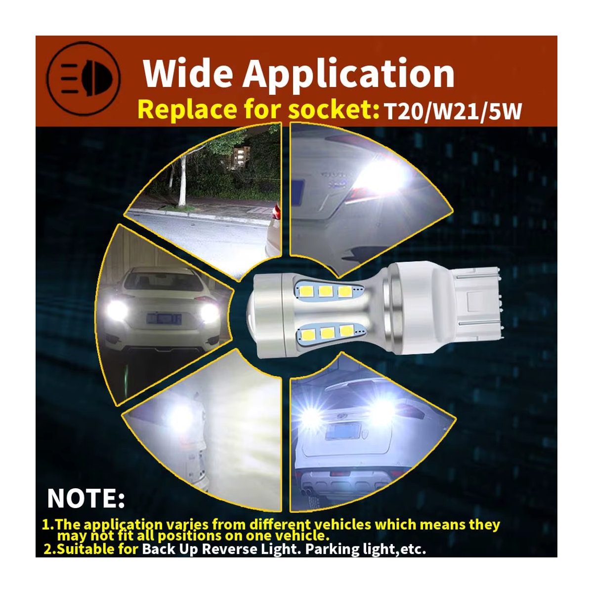 Neallor LED Leuchtmittel Set 2 Stück W21/5W T20 7443 580 für Bremslicht, Rücklicht, Blinker und Tagfahrlicht 12V - Bild 4