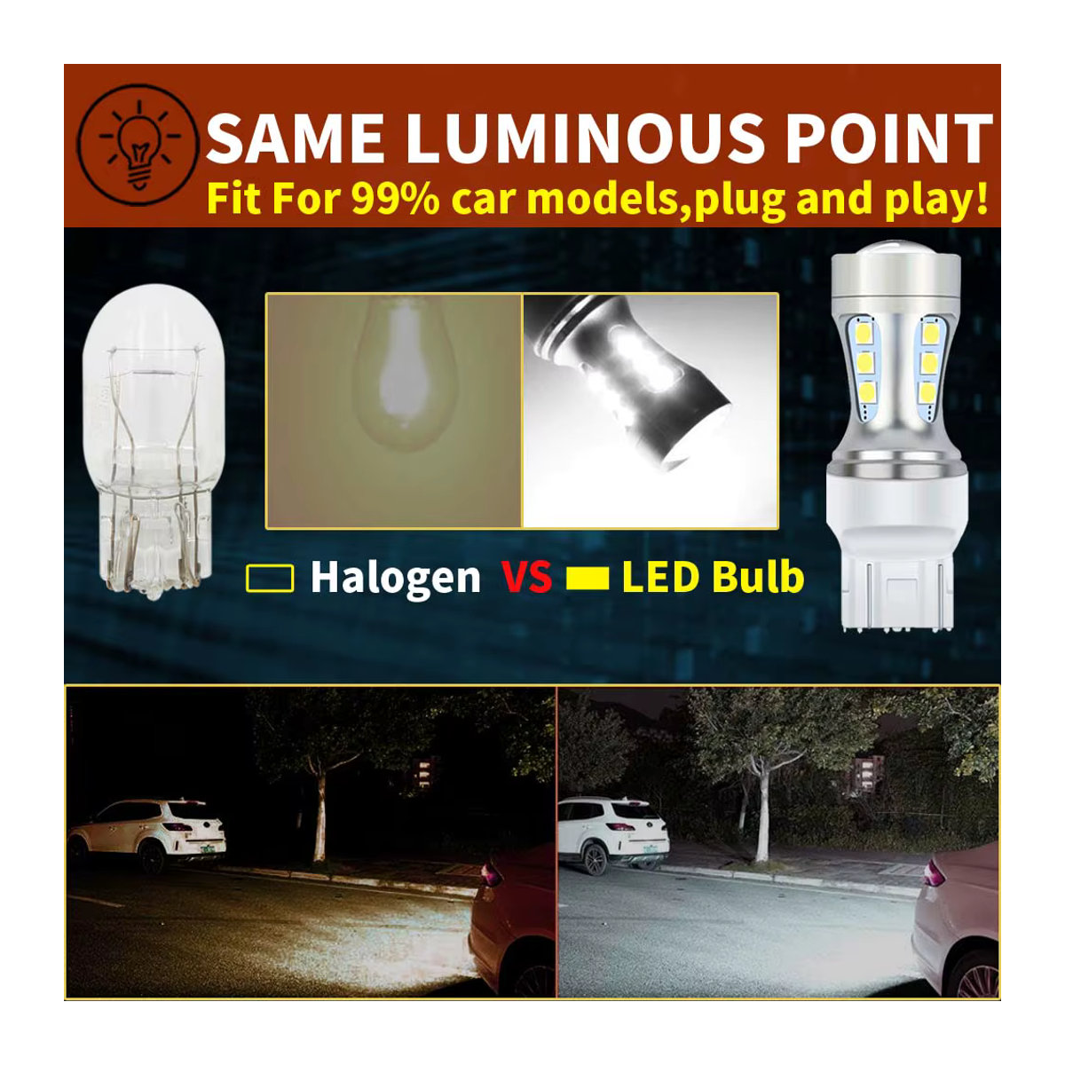 Neallor LED Leuchtmittel Set 2 Stück W21/5W T20 7443 580 für Bremslicht, Rücklicht, Blinker und Tagfahrlicht 12V - Bild 5