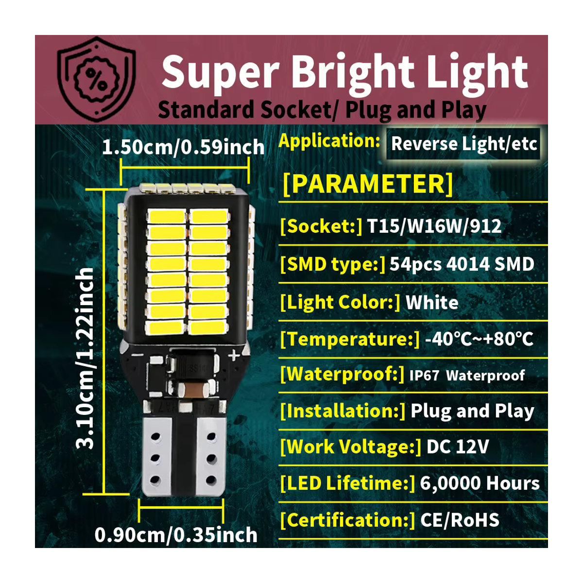 Neallor LED Rückleuchten Set W16W T15 921 Canbus für Subaru Brz XV Tribeca Outback Legacy Forester Impreza 2 Stück - Bild 3