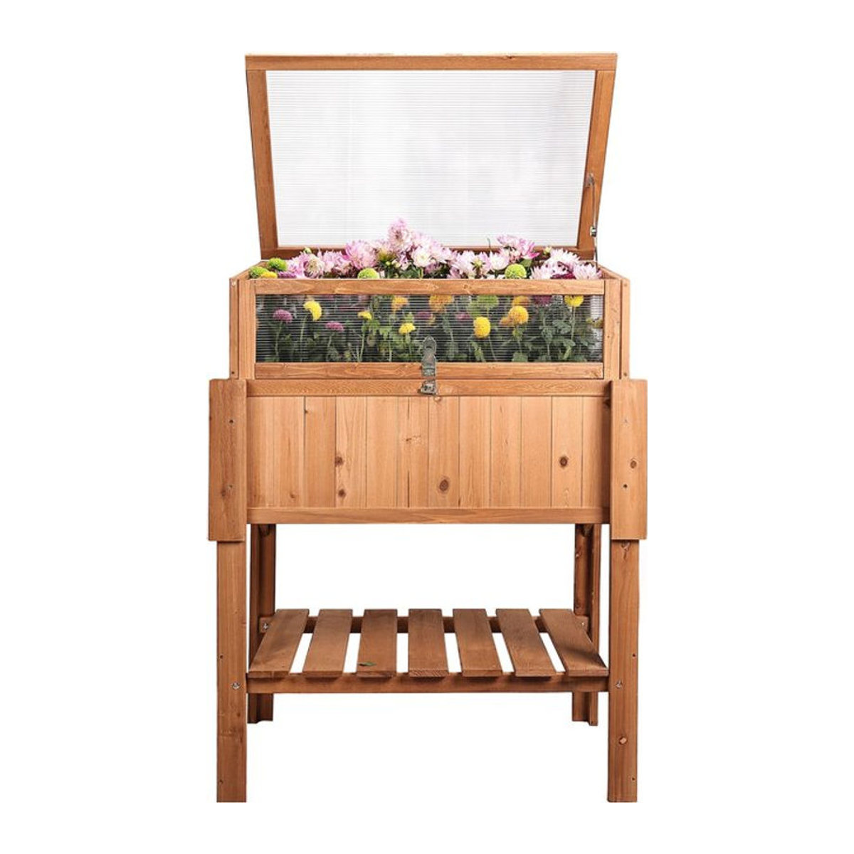 needs&wants Hochbeet aus Holz mit Frühbeet-Aufsatz und Abdeckung, Braun, B: 90 cm, T: 57 cm, H: 112,5 cm - Bild 1