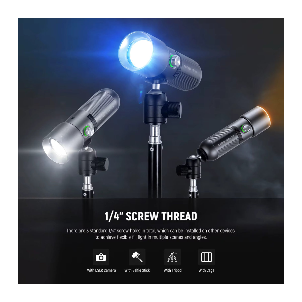 NEEWER BASICS FL10 LED-Fotografie-Taschenlampe mit 4 Farben, 20 Gobo-Filtern und 7500 mAh Akku, tragbarer 10 W LED-Videoscheinwerfer - Bild 6