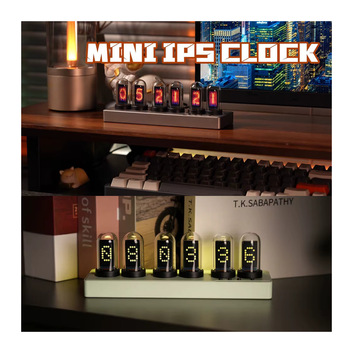 NEIMZ Digitaler IPS Nixie Tube Wecker mit WIFI-Steuerung und RGB-Beleuchtung in Weiß - Bild 2