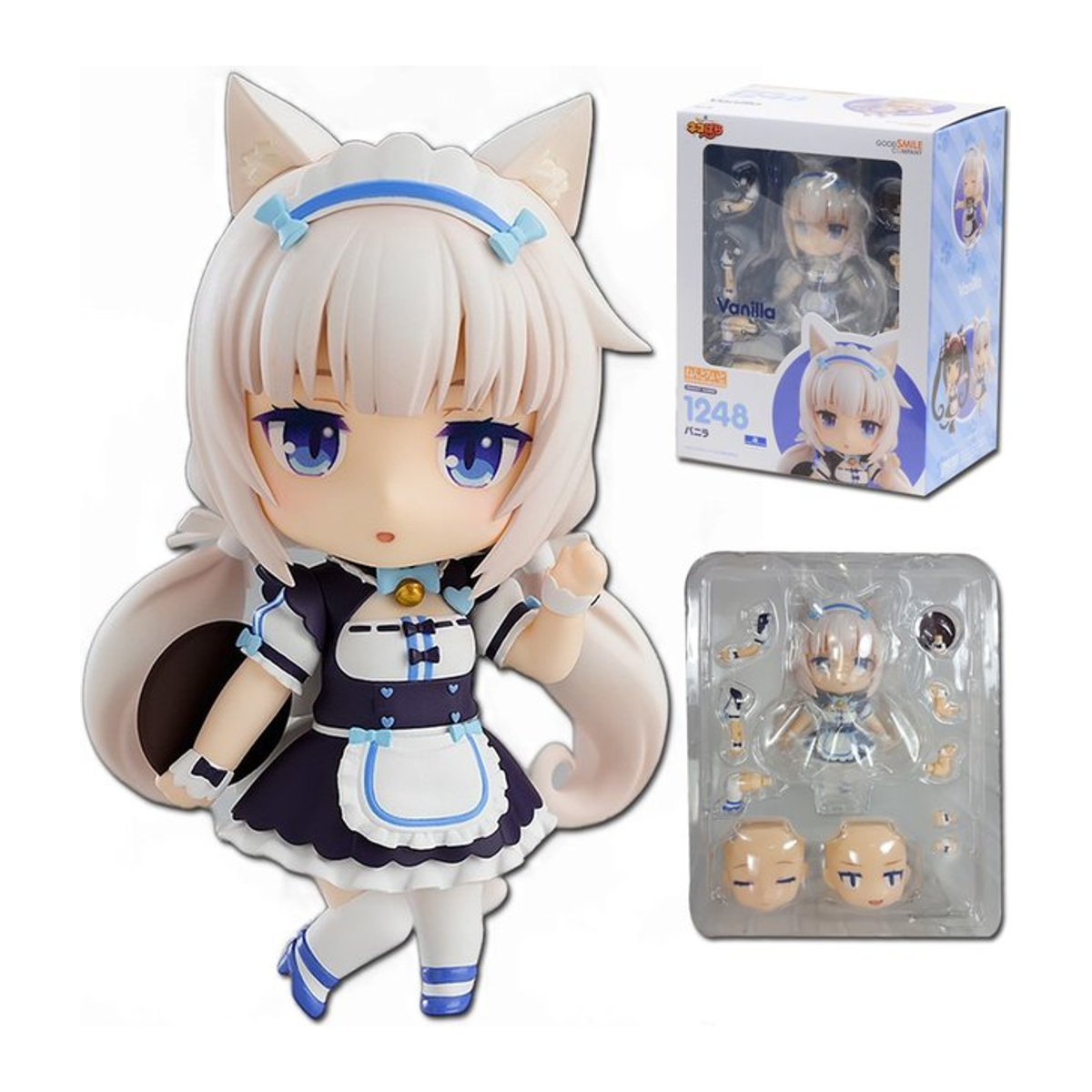 Nekopara Anime Figur OB11 1248 Schokolade Vanille Katze Maid Modell aus PVC in Braun und Weiß, Höhe: 10 cm - Bild 1