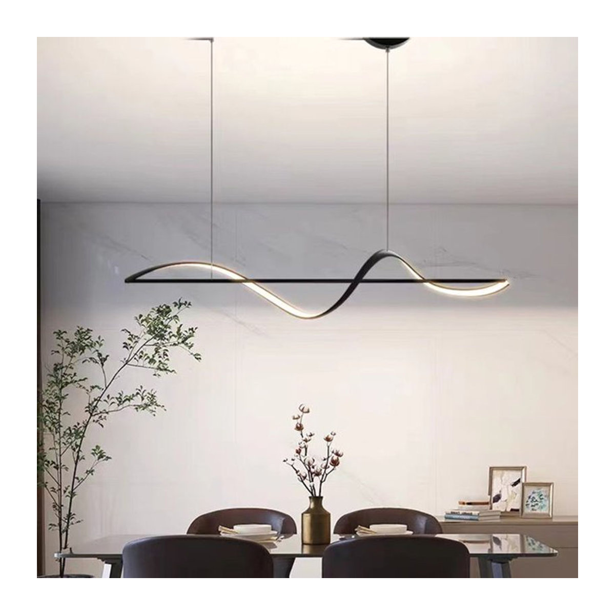 NEO Gleam Moderne LED Pendelleuchte aus Aluminium in Schwarz, Breite: 120 cm - Bild 1