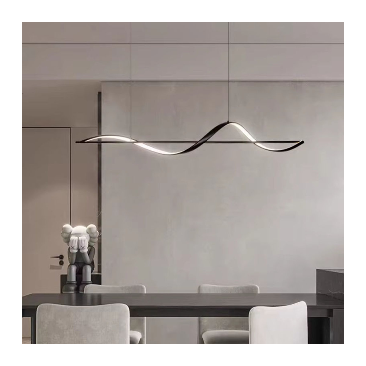 NEO Gleam Moderne LED Pendelleuchte aus Aluminium in Schwarz, Breite: 120 cm - Bild 3