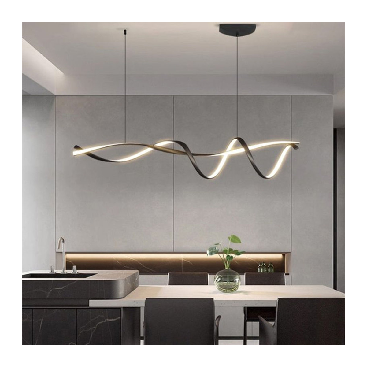 NEO Gleam Moderne LED Pendelleuchte in Schwarz für Esszimmer, Küche oder Bar - Bild 1