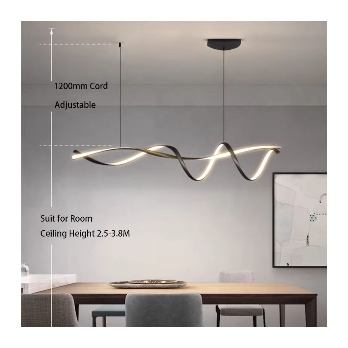 NEO Gleam Moderne LED Pendelleuchte in Schwarz für Esszimmer, Küche oder Bar - Bild 3